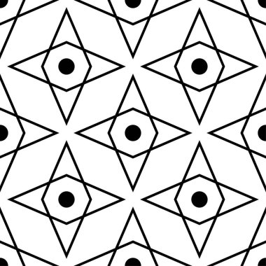 Siyah ve beyaz geometrik süsleme. Web, Tekstil ve duvar kağıtları için seamless modeli