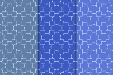 Mavi geometrik süsler. Web, Tekstil ve duvar kağıtları için dikey Dikişsiz desen seti