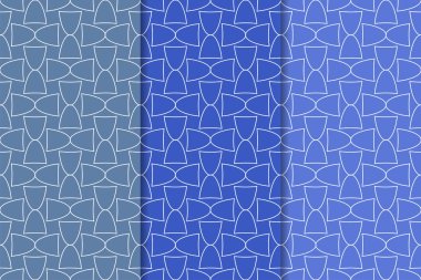 Mavi geometrik süsler. Web, Tekstil ve duvar kağıtları için dikey Dikişsiz desen seti