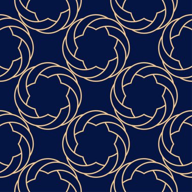 Altın mavi geometrik süsleme. Web, Tekstil ve duvar kağıtları için seamless modeli