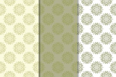 Zeytin yeşili kümesi çiçek süsler. Tekstil ve duvar kağıtları için dikişsiz desen