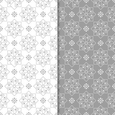 Beyaz ve gri çiçek arka planlar. Tekstil ve duvar kağıtları için dikişsiz desen seti