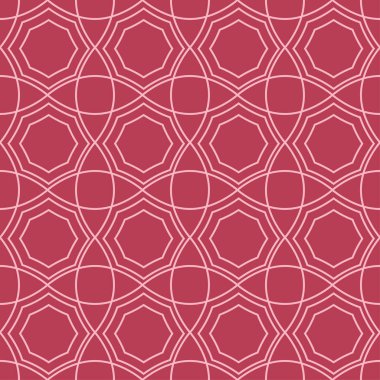 Kırmızı ve soluk pembe geometrik süsleme. Web, Tekstil ve duvar kağıtları için seamless modeli