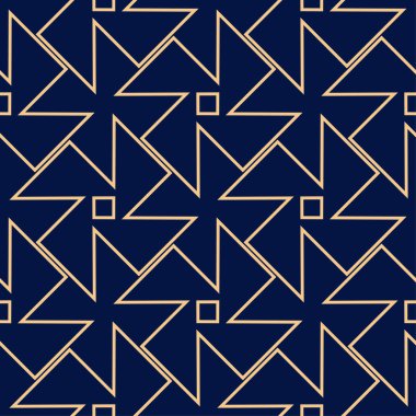 Altın mavi geometrik süsleme. Web, Tekstil ve duvar kağıtları için seamless modeli