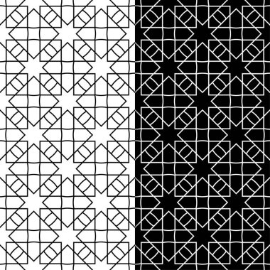 Web, Tekstil ve duvar kağıtları için dikişsiz desen siyah ve beyaz geometrik ayarla