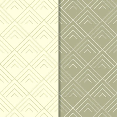 Zeytin yeşili geometrik süsler. Web, Tekstil ve duvar kağıtları için dikişsiz desen seti