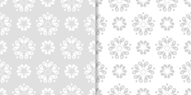Işık gri çiçek arka planlar. Tekstil ve duvar kağıtları için dikişsiz desen seti