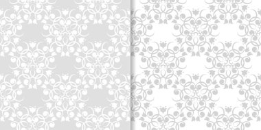 Işık gri çiçek süs tasarımlar. Tekstil ve duvar kağıtları için dikişsiz desen seti