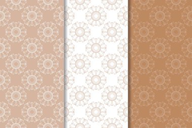 Kahverengi çiçek süsler. Tekstil ve duvar kağıtları için dikey Dikişsiz desen seti