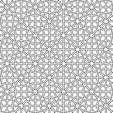 Beyaz arka planda siyah geometrik tasarım. Web, Tekstil ve duvar kağıtları için seamless modeli