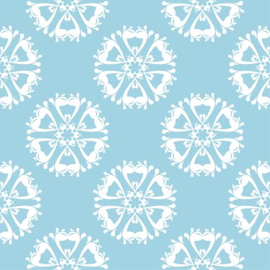 Lacivert zemin üzerine beyaz çiçek süsleme. Tekstil ve duvar kağıtları için seamless modeli