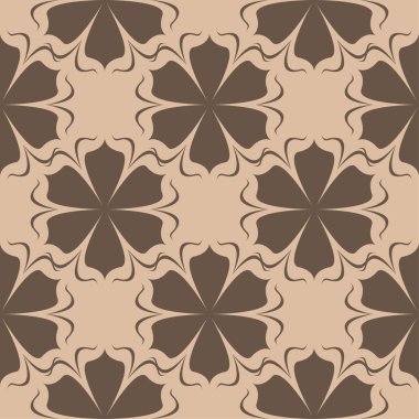 Bej renkli arka plan üzerinde kahverengi çiçek süs tasarım. Tekstil ve duvar kağıtları için seamless modeli