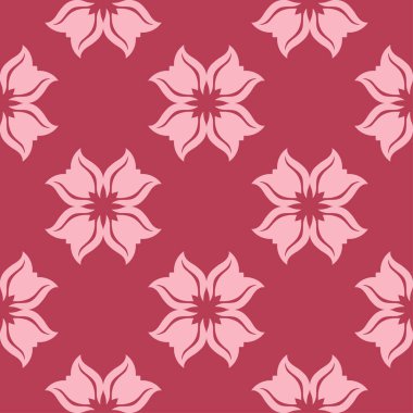 Kırmızı zemin üzerine çiçek süsleme. Tekstil ve duvar kağıtları için seamless modeli