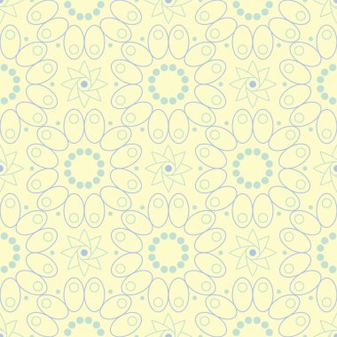 Çiçek sorunsuz arka plan. Mavi ve yeşil çiçek deseni üzerinde bej zemin, duvar kağıtları, Tekstil ve kumaş için