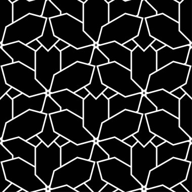 Geometrik süsleme. Siyah ve beyaz seamless modeli web, Tekstil ve duvar kağıtları için