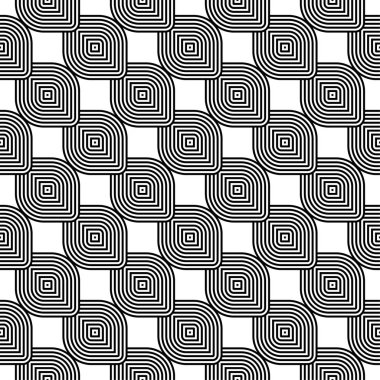 Beyaz arka planda siyah geometrik süsleme. Web, Tekstil ve duvar kağıtları için seamless modeli