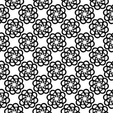 Beyaz arka planda siyah çiçek süsleme. Tekstil ve duvar kağıtları için seamless modeli