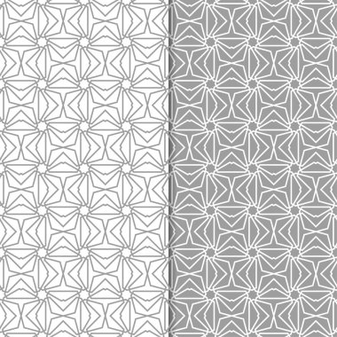 Gri ve beyaz geometrik süsler. Web, Tekstil ve duvar kağıtları için dikişsiz desen seti