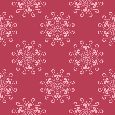 Kırmızı zemin üzerine çiçek süsleme. Tekstil ve duvar kağıtları için seamless modeli