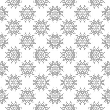 Beyaz arka plan üzerine açık gri çiçek süsleme. Tekstil ve duvar kağıtları için seamless modeli