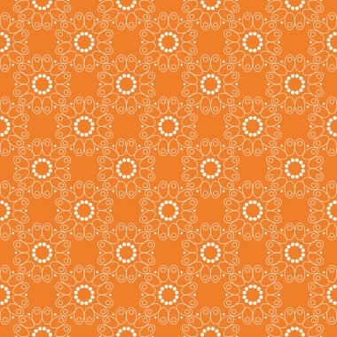 Beyaz çiçek süsleme portakal. Tekstil ve duvar kağıtları için seamless modeli