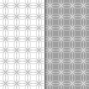 Gri ve beyaz geometrik süsler. Web, Tekstil ve duvar kağıtları için dikişsiz desen seti