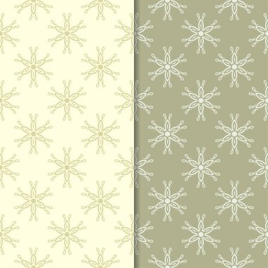 Zeytin yeşili çiçek arka planlar. Tekstil ve duvar kağıtları için dikişsiz desen seti