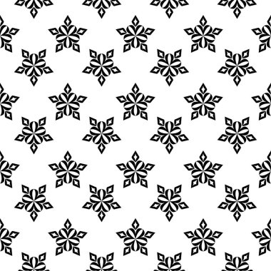 Siyah beyaz tek renkli çiçek süsleme. Tekstil ve duvar kağıtları için seamless modeli