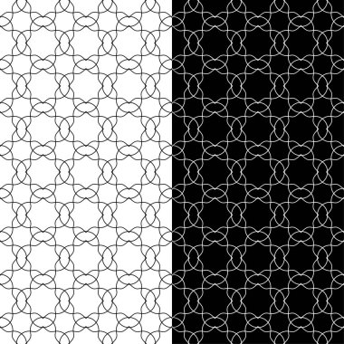 Siyah ve beyaz geometrik süsler. Web, Tekstil ve duvar kağıtları için dikişsiz desen seti