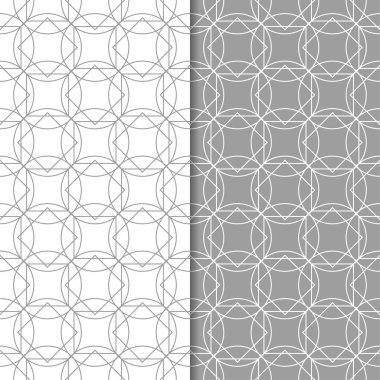 Gri ve beyaz geometrik süsler. Web, Tekstil ve duvar kağıtları için dikişsiz desen seti
