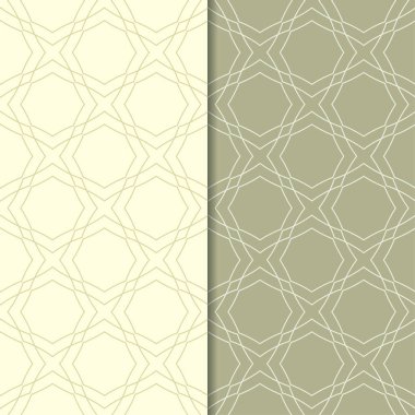 Zeytin yeşili geometrik süsler. Web, Tekstil ve duvar kağıtları için dikişsiz desen seti
