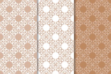 Kahverengi çiçek arka planlar. Tekstil ve duvar kağıtları için dikişsiz desen seti