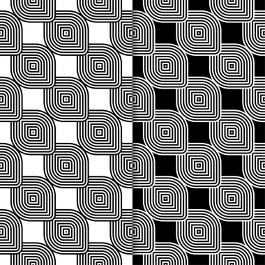 Siyah ve beyaz geometrik süsler. Web, Tekstil ve duvar kağıtları için dikişsiz desen seti