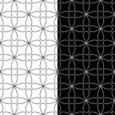 Siyah ve beyaz geometrik süsler. Web, Tekstil ve duvar kağıtları için dikişsiz desen seti