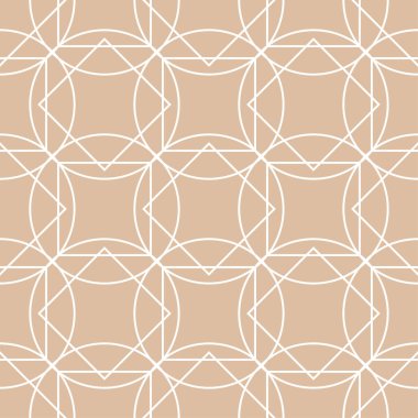 Bej ve beyaz geometrik süsleme. Web, Tekstil ve duvar kağıtları için seamless modeli
