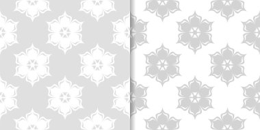 Işık gri çiçek süs tasarımlar. Tekstil ve duvar kağıtları için dikişsiz desen seti