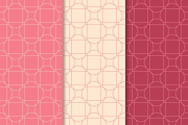 Kiraz kırmızısı geometrik süsler. Web, Tekstil ve duvar kağıtları için dikey Dikişsiz desen seti