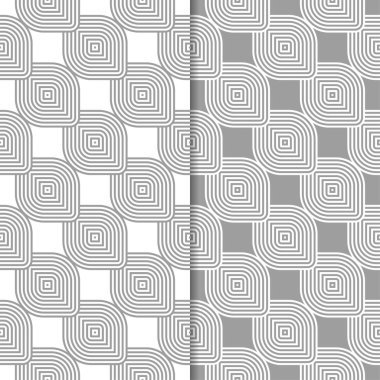 Gri ve beyaz geometrik süsler. Web, Tekstil ve duvar kağıtları için dikişsiz desen seti