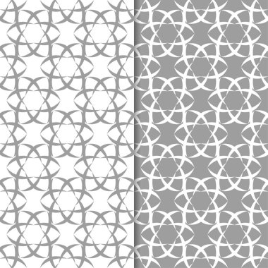 Beyaz ve gri arka plan çiçek kümesi. Tekstil ve duvar kağıtları için dikişsiz desen