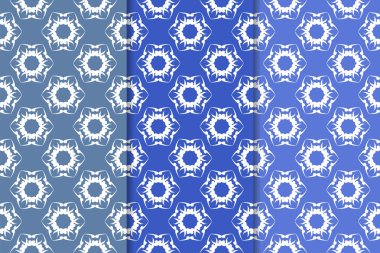 Mavi çiçekli süsler. Dikey Dikişsiz desen seti. Duvar kağıdı arka plan