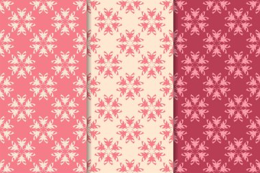 Kiraz kırmızı çiçek desenleri kümesi. Dikey Dikişsiz desen. Duvar kağıdı arka plan