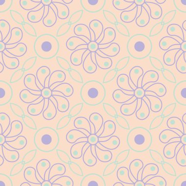 Duvar kağıtları, Tekstil ve kumaş için mor ve mavi tasarımları ile bej çiçek seamless modeli