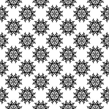 Beyaz arka planda siyah çiçek süsleme. Tekstil ve duvar kağıtları için seamless modeli