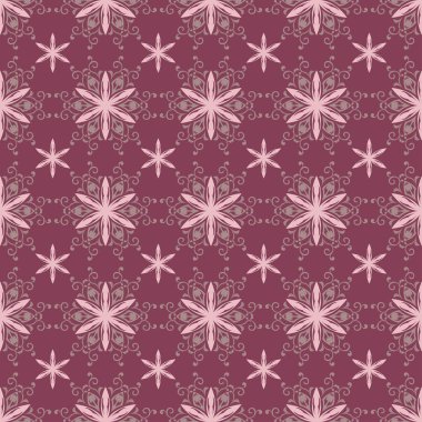 Çiçek seamless modeli. Mor kırmızı arka plan duvar kağıtları, Tekstil ve kumaş çiçek tasarım öğeleri ile