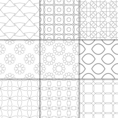 Işık gri geometrik süsler. Web, Tekstil ve duvar kağıtları için tarafsız Dikişsiz desen koleksiyonu