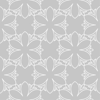 Gri ve beyaz çiçek süsleme. Tekstil ve duvar kağıtları için seamless modeli