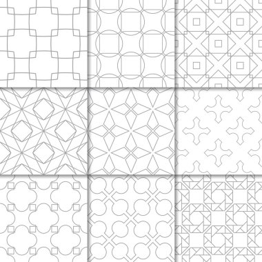 Işık gri geometrik süsler. Web, Tekstil ve duvar kağıtları için tarafsız Dikişsiz desen koleksiyonu
