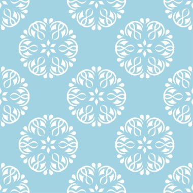 Mavi ve beyaz çiçek süsleme. Tekstil ve duvar kağıtları için seamless modeli