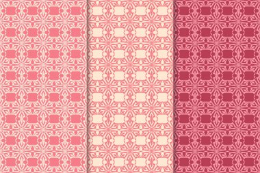 Kırmızı çiçekli süsler kümesi. Kiraz pembe dikey Dikişsiz desen. Duvar kağıdı arka plan