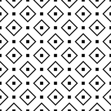 Beyaz arka planda siyah geometrik süsleme. Web, Tekstil ve duvar kağıtları için seamless modeli